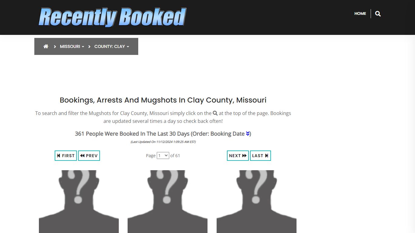 Bookings, Arrests and Mugshots in Clay County, Missouri - Recently Booked